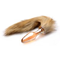 Aanbieding TAILZ - Fox Tail Anaalplug van Glas - Oranje met Faux Fur Staart