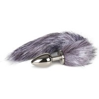 Aanbieding Vossenstaart plug L - Zilver/Grijs