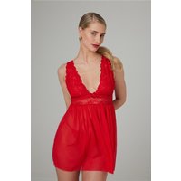 Aanbieding Babydoll & String Lieve - Rood